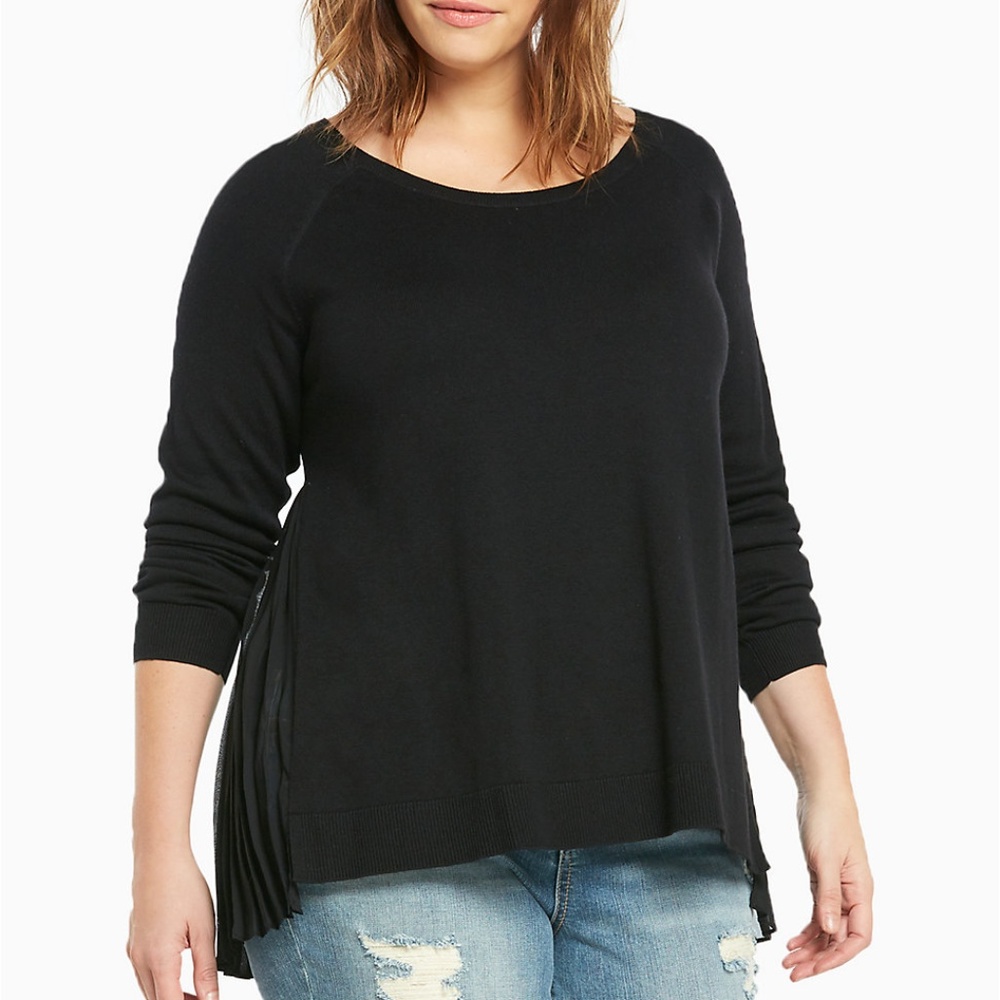 Pleated Chiffon Back Sweater